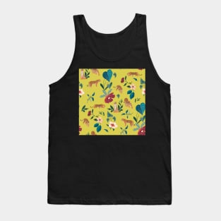 Tigers with Flowers and Leaves Tank Top